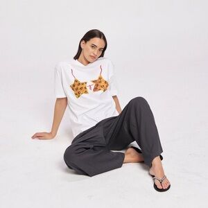 MAKU The Label Leopard Starkini Oversized Tee | White | Size L